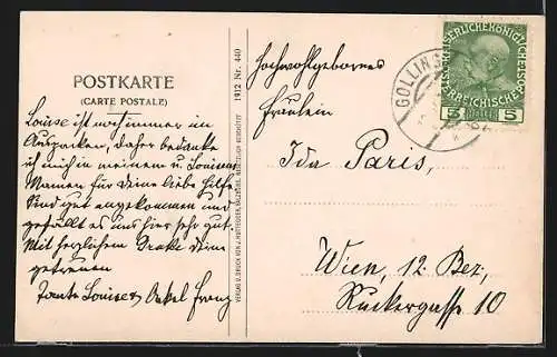 AK Golling, Teilansicht mit Bergen