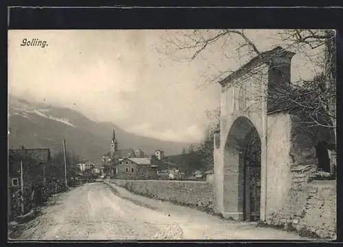 AK Golling, Ortsansicht mit Strassenpartie