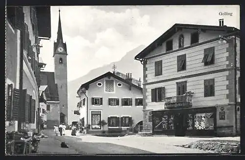 AK Golling, Teilansicht mit Kirche