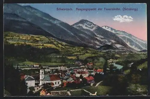 AK Schwarzach /Tauernbahn, Ortspartie mit Kirche