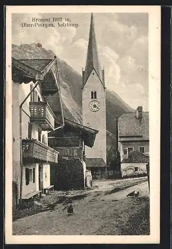 AK Krimml, Ortsansicht mit Kirche