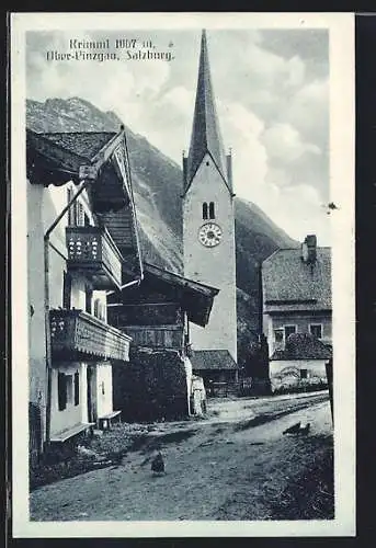 AK Krimml, Ortsansicht mit Kirche