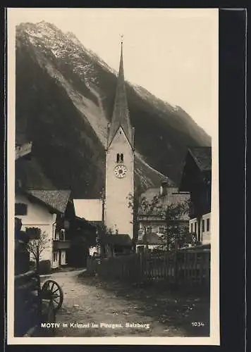 AK Krimml im Pinzgau, Strassenpartie mit Kirche