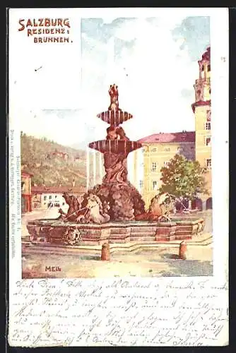AK Salzburg, Blick auf den Residenz-Brunnen