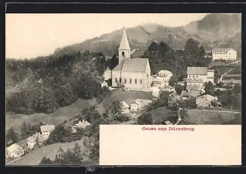 AK Dürrnberg, Teilansicht mit Kirche