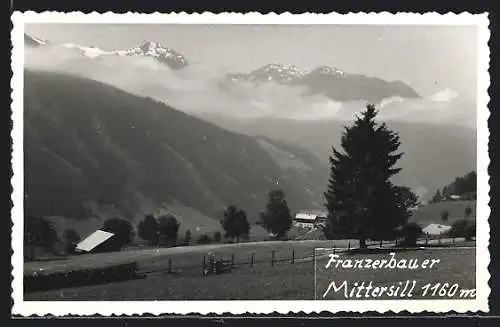 AK Mittersill, Touristenheim Franzerbauer J. Voglreiter mit Umgebung und Bergpanorama