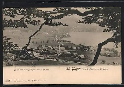 AK St. Gilgen, Gesamtansicht mit Wolfgangsee aus der Vogelschau