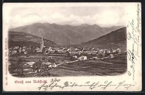 AK Radstadt, Gesamtansicht mit Bergpanorama aus der Vogelschau