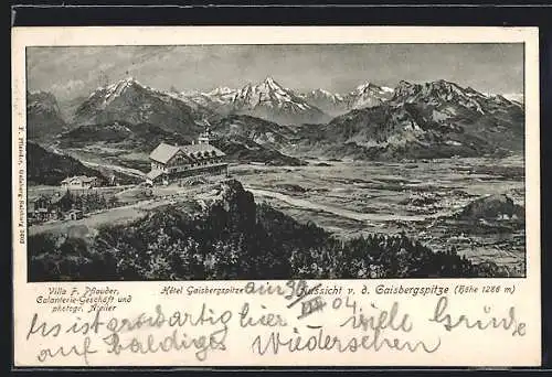 AK Salzburg, Hotel Gaisbergspitze, Villa F. Pflauder Galanterie-Geschäft u. phot. Atelier