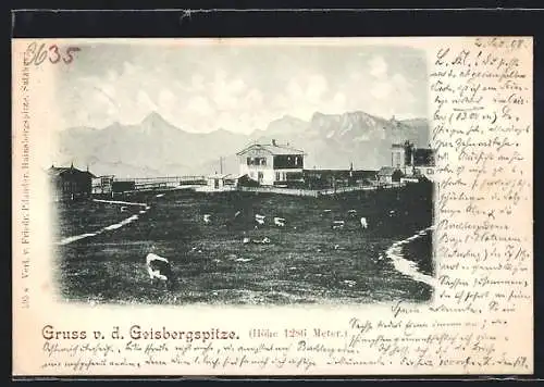 AK Geisberg, Hotel Geisbergspitze mit Bergpanorama