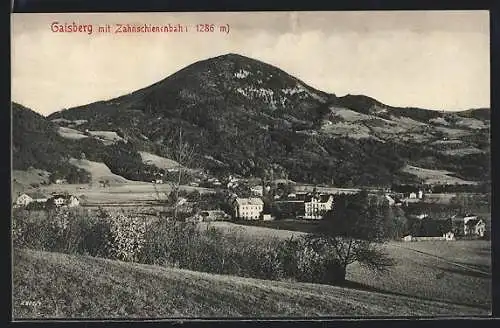 AK Gaisberg, Ortsansicht mit Zahnschienenbahn