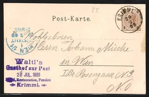 AK Krimml, Ortsansicht mit Blick in die Berge