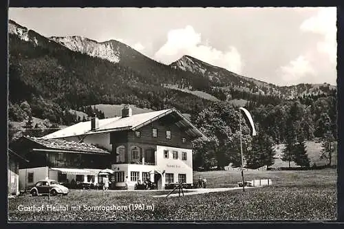 AK Unken, am Alpengasthof Heutal mit Blick zum Sonntagshorn