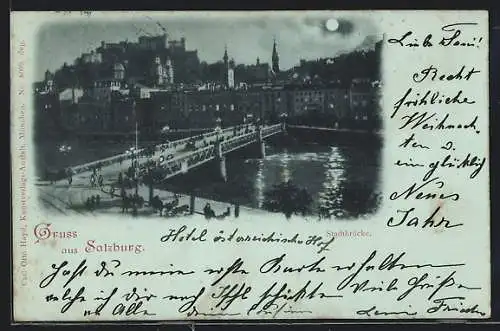 Mondschein-AK Salzburg, Stadtbrücke