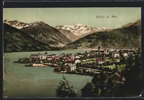 AK Zell a. See, Teilansicht mit Bergen