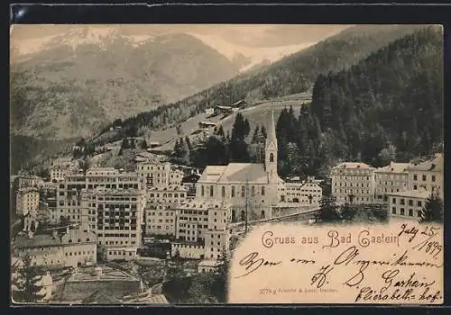 AK Bad Gastein, Ortsansicht aus der Vogelschau