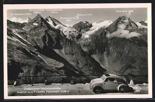 Foto-AK Steyr 50 auf dem Parkplatz Fuschertörl, Grossglockner-Hochalpstrasse