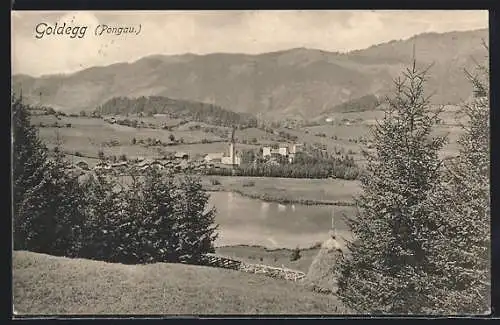 AK Goldegg /Pongau, Ortsansicht mit See