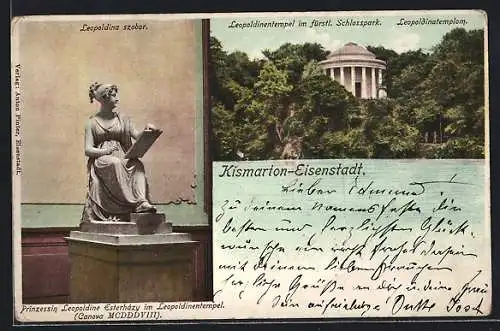 AK Kismarton-Eisenstadt, Leopoldinentempel im fürstl. Schlosspark, Statuette der Prinzessin Leopoldine