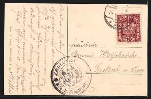 AK Villach, Uferpartie an der Drau