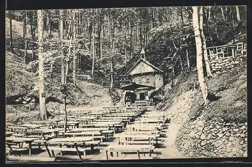 AK Eggenberg bei Graz, Gasthaus Einsiedelei mit Aussenbereich