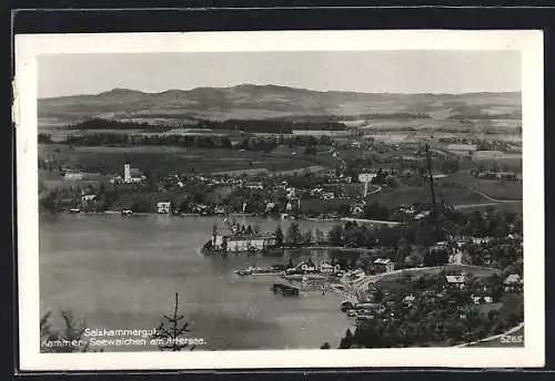 AK Kammer-Seewalchen am Attersee, Salzkammergut, Panorama mit Kirche