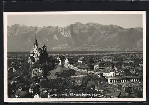 AK Rankweil /Voralrberg, Panorama mit Schloss