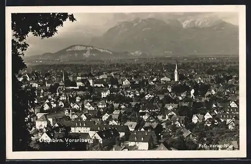 AK Dornbirn /Vorarlberg, Teilansicht mit Bergen