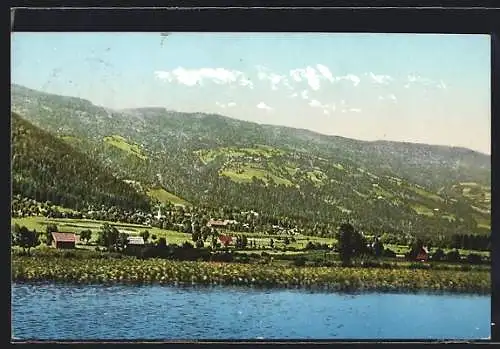 AK Bodensdorf am Ossiachersee, Uferpartie mit Bergen