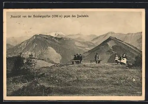 AK Salzburg, Aussicht von der Gaisbergspitze gegen den Dachstein