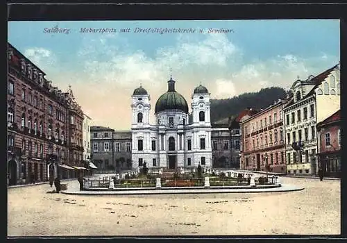 AK Salzburg, Makartplatz mit Dreifaltigkeitskirche und Seminar