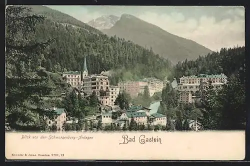 AK Bad Gastein, Blick von den Schwarzenberg-Anlagen