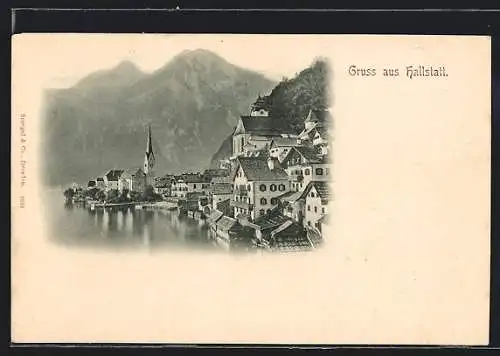 AK Hallstatt, Teilansicht mit Kirche