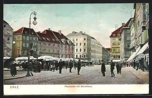 AK Graz, Hauptplatz mit Sackstrasse