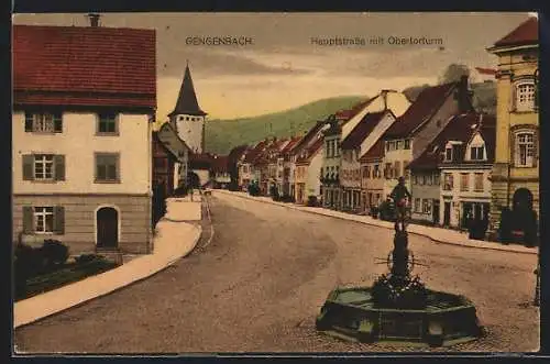 AK Gengenbach, Hauptstrasse mit Obertorturm