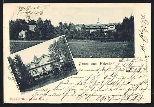 AK Erlenbad, Ortsansicht mit Villa