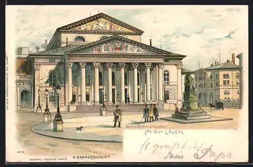 Lithographie München, Hof- und Nationaltheater