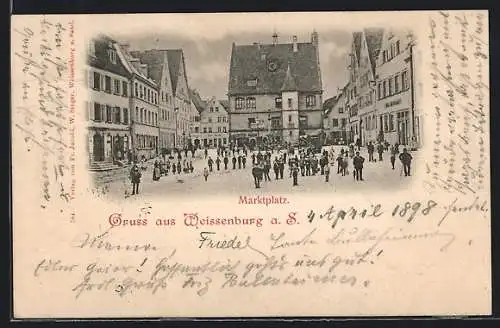 AK Weissenburg a. S., Passanten am Marktplatz