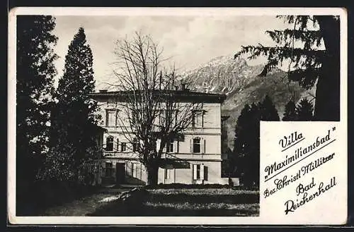 AK Bad Reichenhall, Hotel Villa Maximiliansbad C. Millitzer vor Bergpanorama