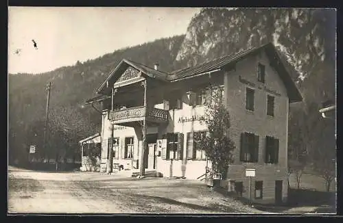 Foto-AK Markt Schellenberg, Gasthaus Restauration Almbachklamm, 1919