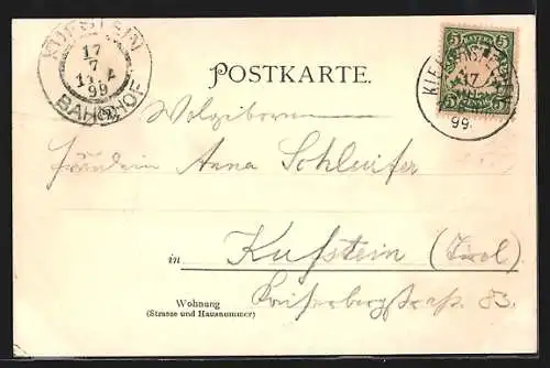 Lithographie Kiefersfelden, Ortsansicht mit Kirche