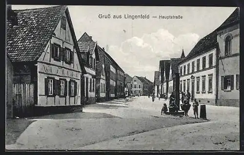 AK Lingenfeld, Brunnen in der Hauptstrasse