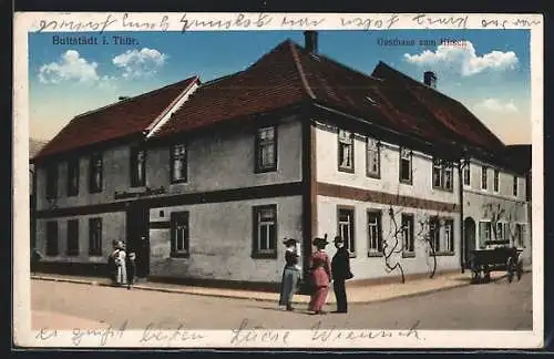 AK Buttstädt /Th., Gasthaus zum Hirsch mit Strasse