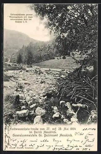 AK Messkirch, Hochwasserkatastrophe 1904, Ortspartie