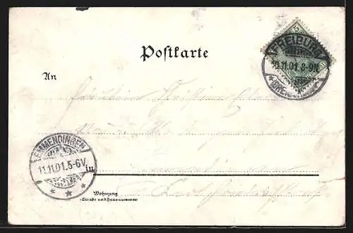 Lithographie Freiburg i. B., Gasthaus zum Kybfelsen im Güntersthal, Ortspartie, Teilansicht