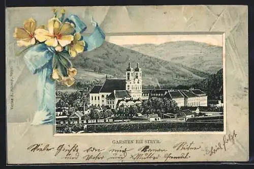 AK Garsten b. Steyr, Ortsansicht mit Kirche