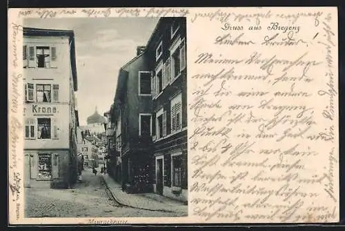 AK Bregenz, Gasthaus zur Krone, Maurachgasse