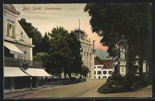 AK Bad Ischl, Poststrasse mit Marienstatue