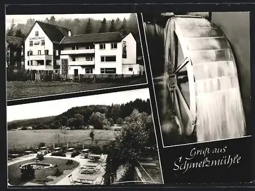 AK Reimershausen, Ausflugslokal Schmelzmühle in drei Ansichten