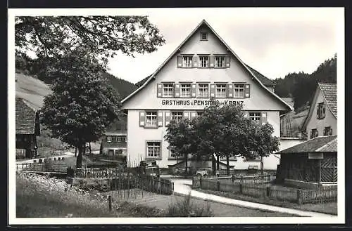 AK Bad Rippoldsau /Schwarzw., Gasthaus-Pension Kranz F. Gebele mit naher Umgebung